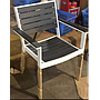 Four Outdoor Tables And Chairs， Plastic Wood，One Table, Four Chairs， Table 90*90*75Cm
，Chair 62*58*85Cm