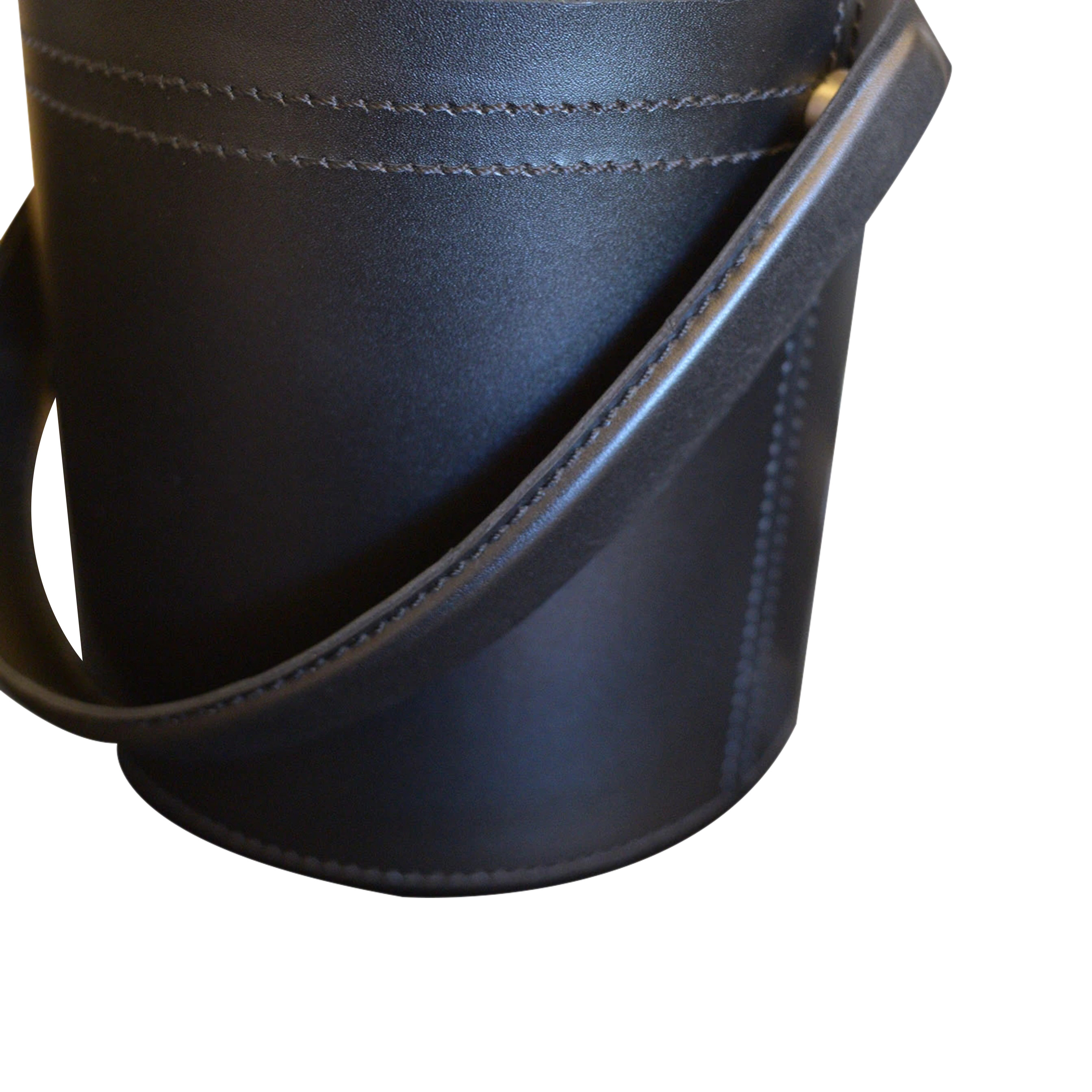 PU Leather Wrapped Ice Bucket W/Ice Tong, D15*H15cm, 2L, SUS 304