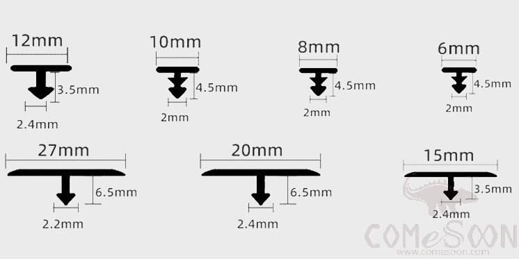 Aluminum T-shaped decorative strip, 33mm, Sand Black