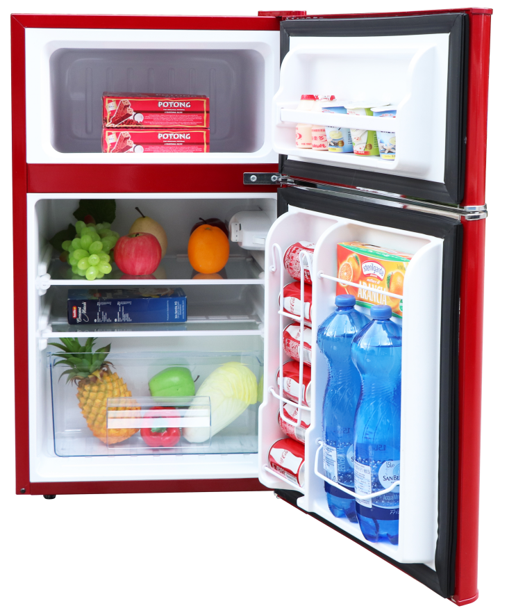 Top Freezer Refrigerator, Red, W485*D850*H510mm, 90L(Sample)